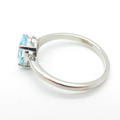 DAZZLERS 925 Sterling Silver Real Blue Topaz Gemstone Ring Size 7