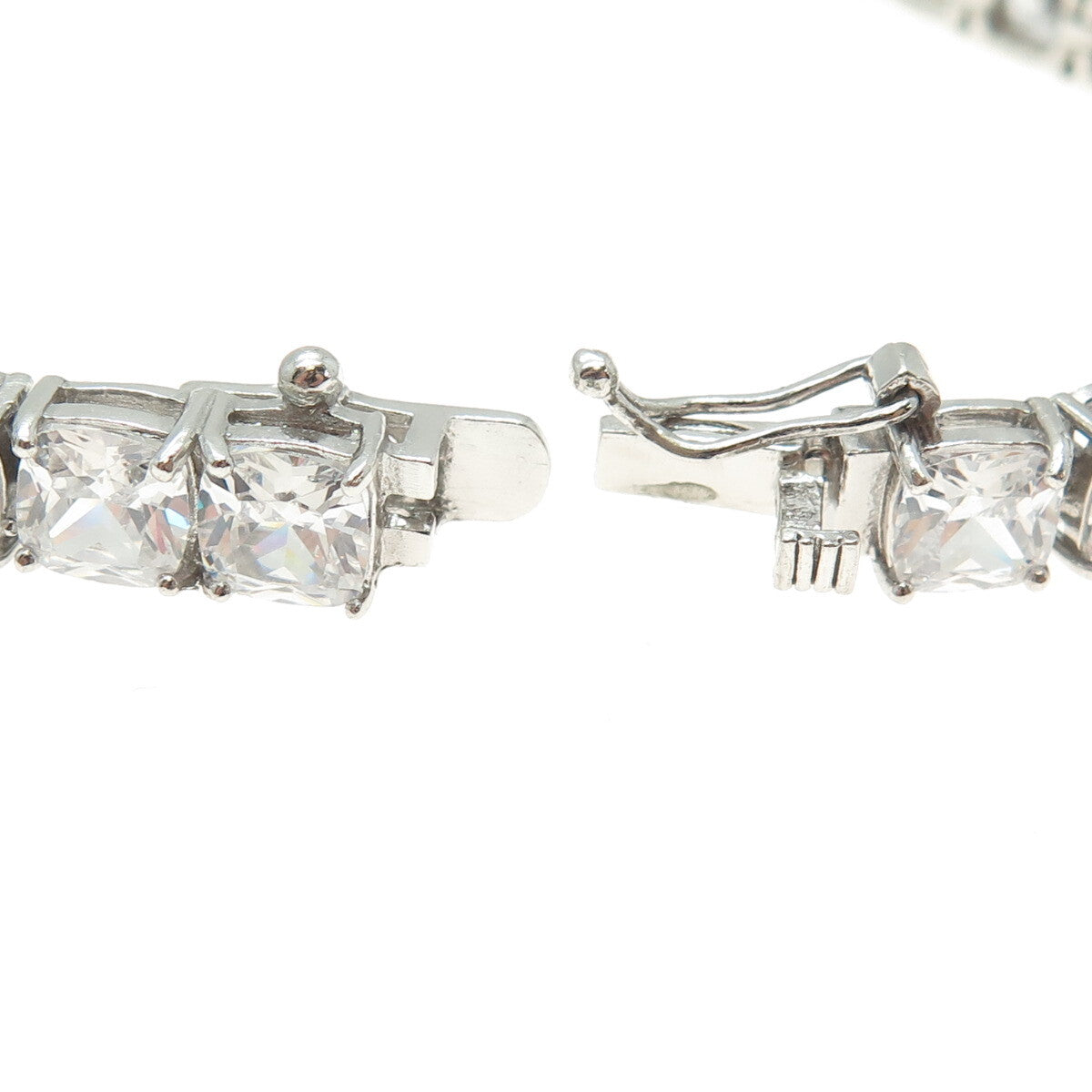 925 Sterling Silver Cushion-Cut C Z Tennis Link Bracelet 8"