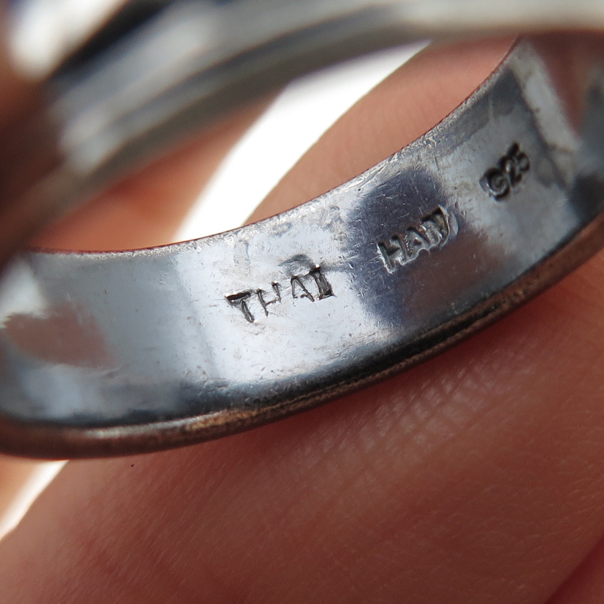 HAN 925 Sterling Silver Vintage Greek Maze Oxidized Band Ring Size 8.75