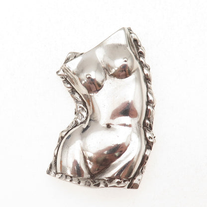Anita Doodstein 925 Sterling Silver Vintage Female Bust Brooch (missing pin)