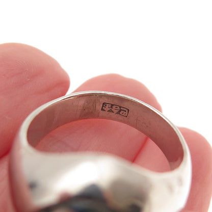 925 Sterling Silver Vintage China Real Opal Inlay Oxidized Ring Size 7.5