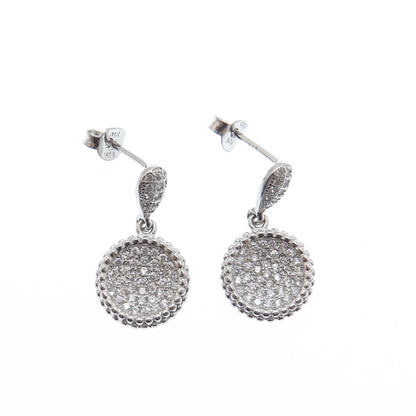 PRIZM 925 Sterling Silver Round-Cut C Z Disc Drop Earrings