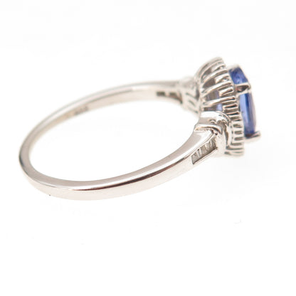 D'Joy 925 Sterling Silver Real Diamond & Tanzanite Ring Size 9