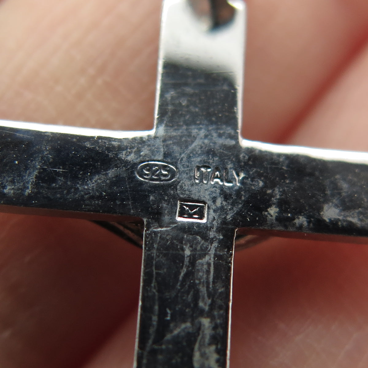 925 Sterling Silver 2-Tone Vintage Italy Crucifix Cross Religious Pendant