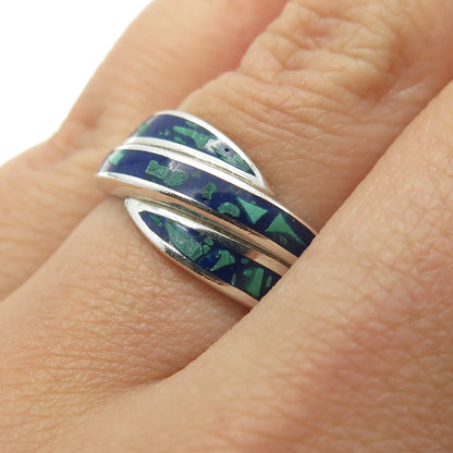 925 Sterling Silver Vintage Real Azurite Gemstone Ring Size 6.25