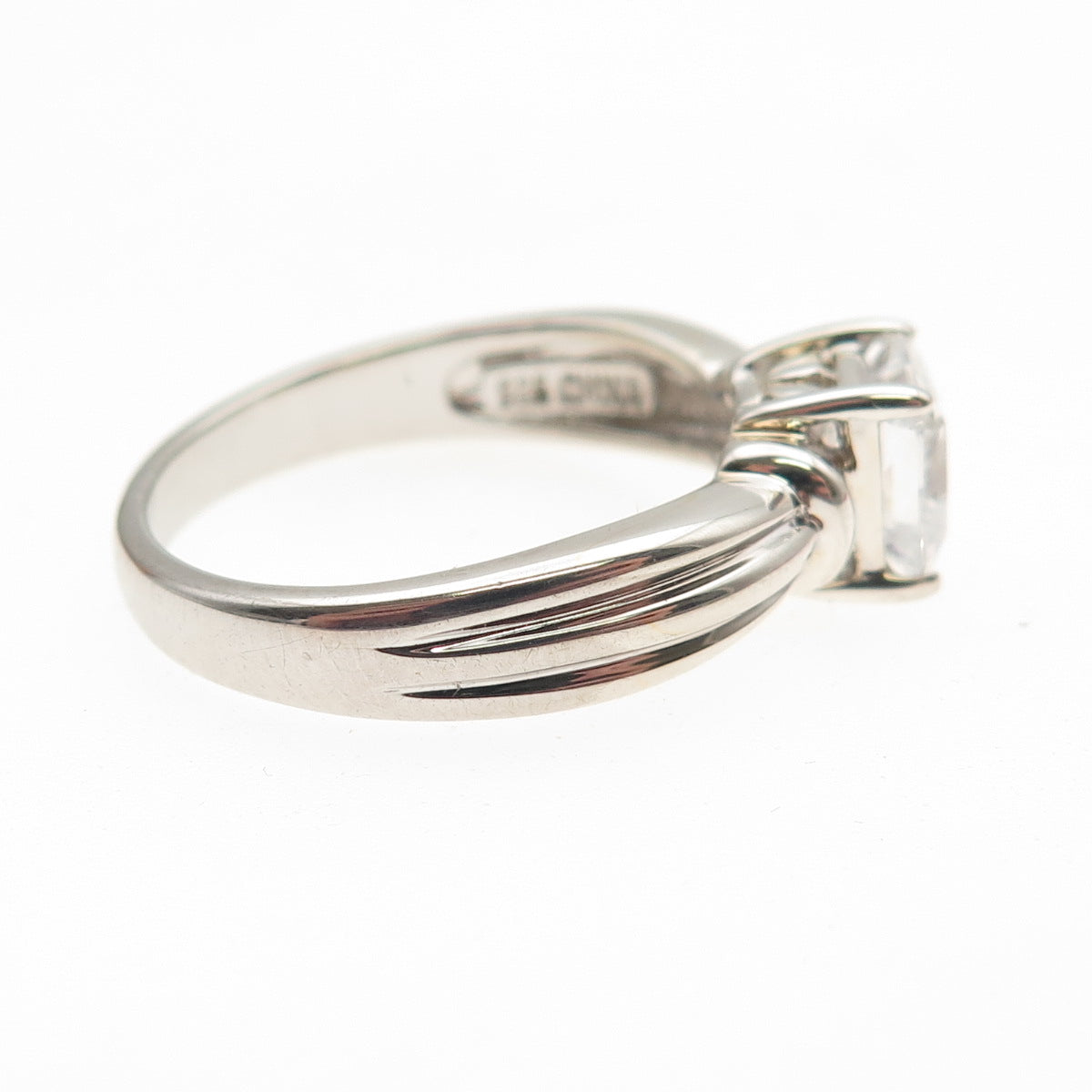 925 Sterling Silver Princess-Cut C Z Engagement Ring Size 10