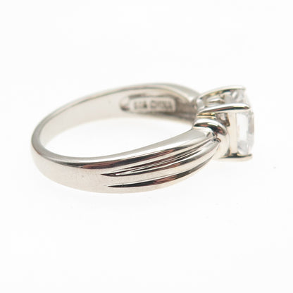925 Sterling Silver Princess-Cut C Z Engagement Ring Size 10