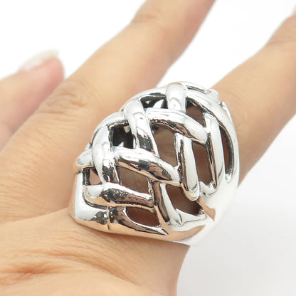 925 Sterling Silver Woven Dome Ring Size 8