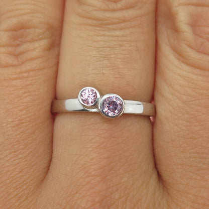 925 Sterling Silver Round-Cut Lavender C Z Ring Size 7.75
