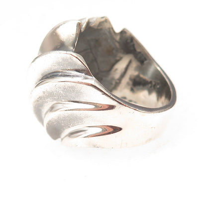 925 Sterling Silver Vintage Mexico Modernist Dome Oxidized Ring Size 8