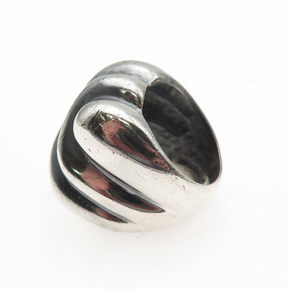 925 Sterling Silver Vintage Mexico Modernist Oxidized Ring Size 5.75