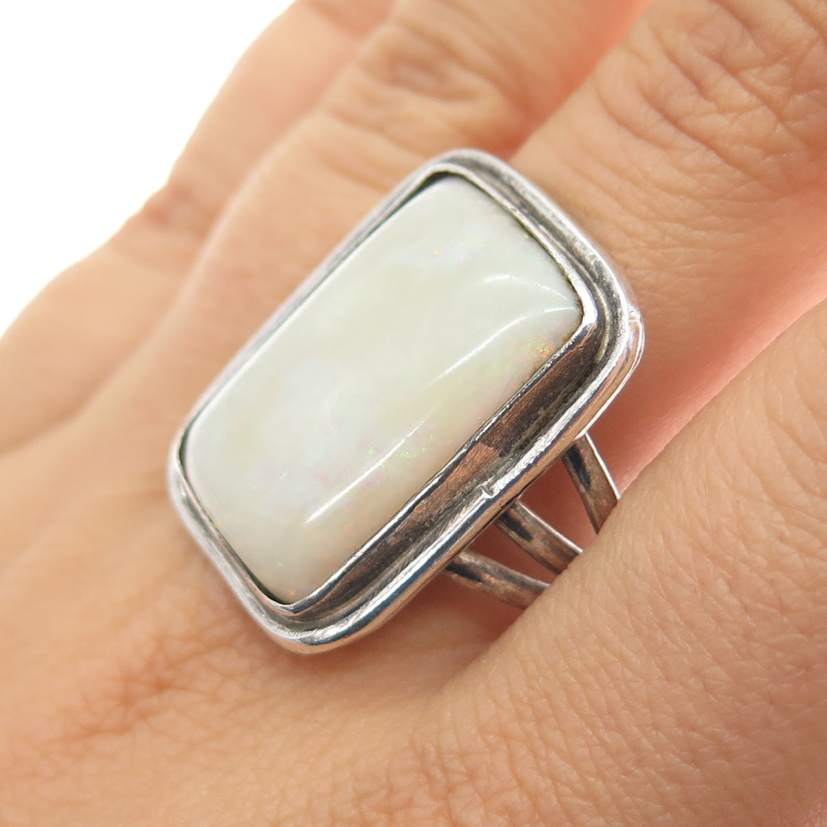 Old Pawn 925 Sterling Silver Vintage Southwestern Opal Tribal Ring Size 12.5