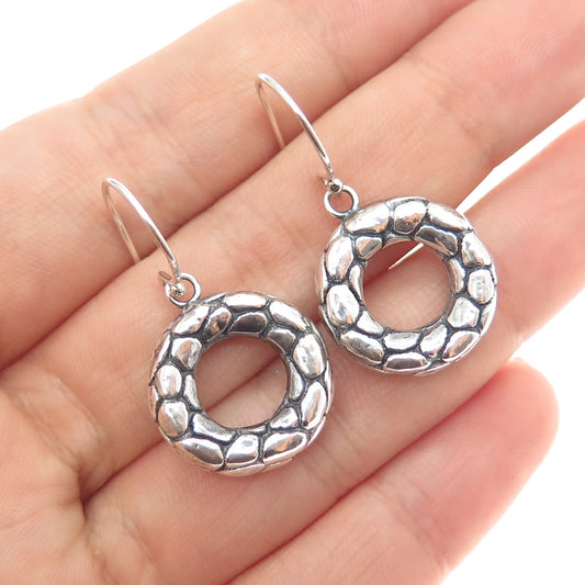 925 Sterling Silver Vintage Modernist Kali Dotted Dangle Earrings