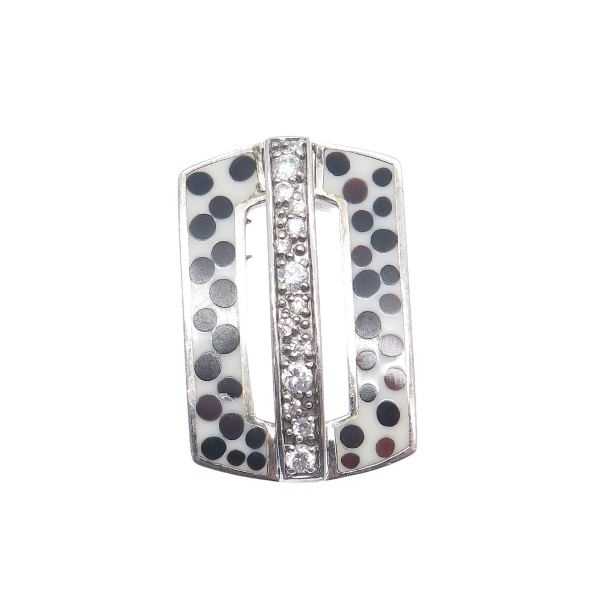 925 Sterling Silver Enamel & Round-Cut C Z Slide Pendant