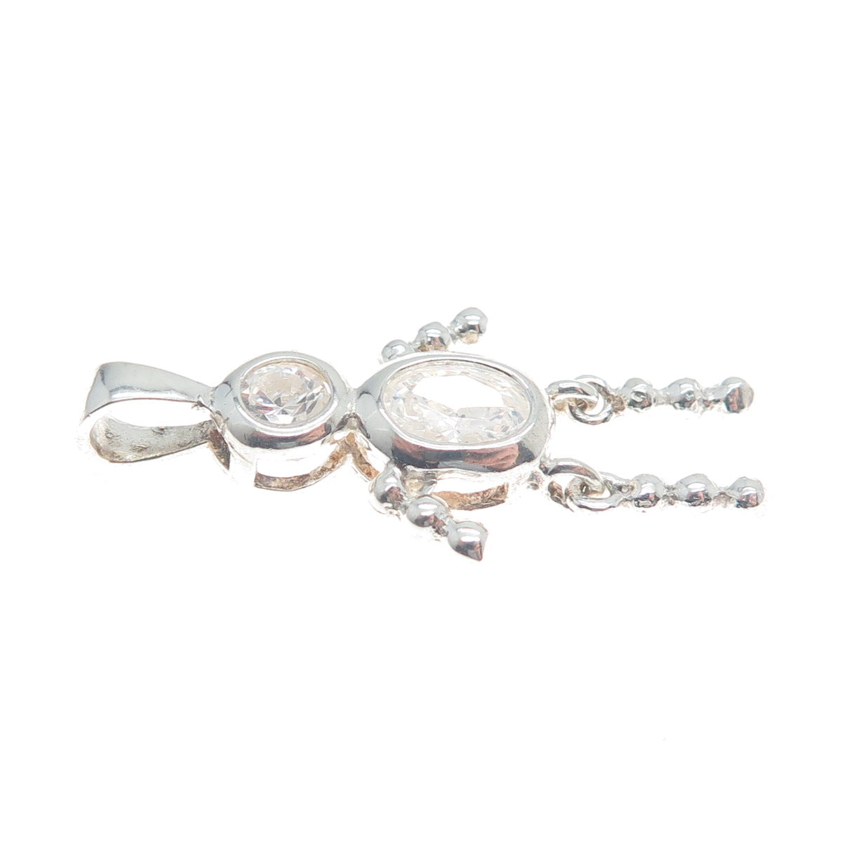 925 Sterling Silver Round & Oval-Cut Shaped C Z Articulated Man Pendant