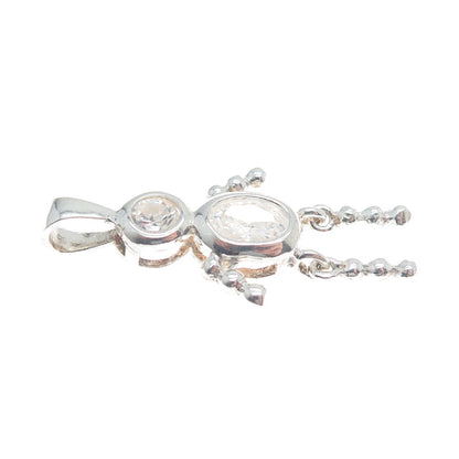 925 Sterling Silver Round & Oval-Cut Shaped C Z Articulated Man Pendant