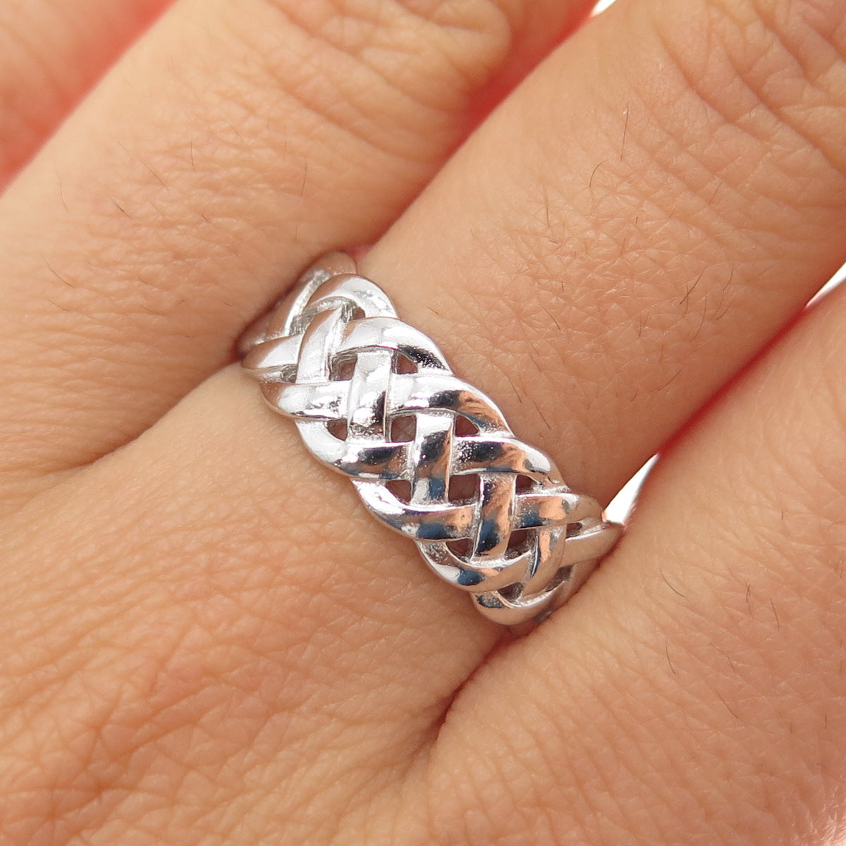 925 Sterling Silver Vintage Celtic Braided Band Ring Size 9.25