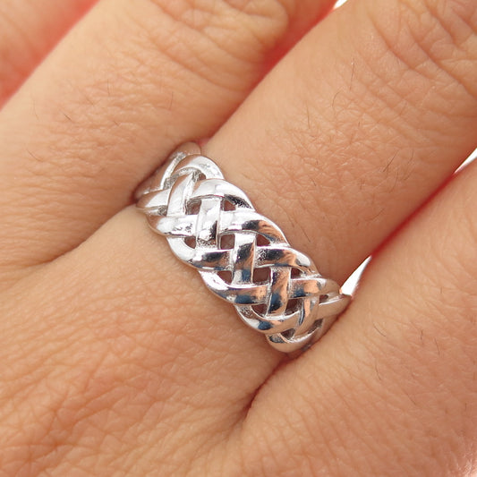 925 Sterling Silver Vintage Celtic Braided Band Ring Size 9.25