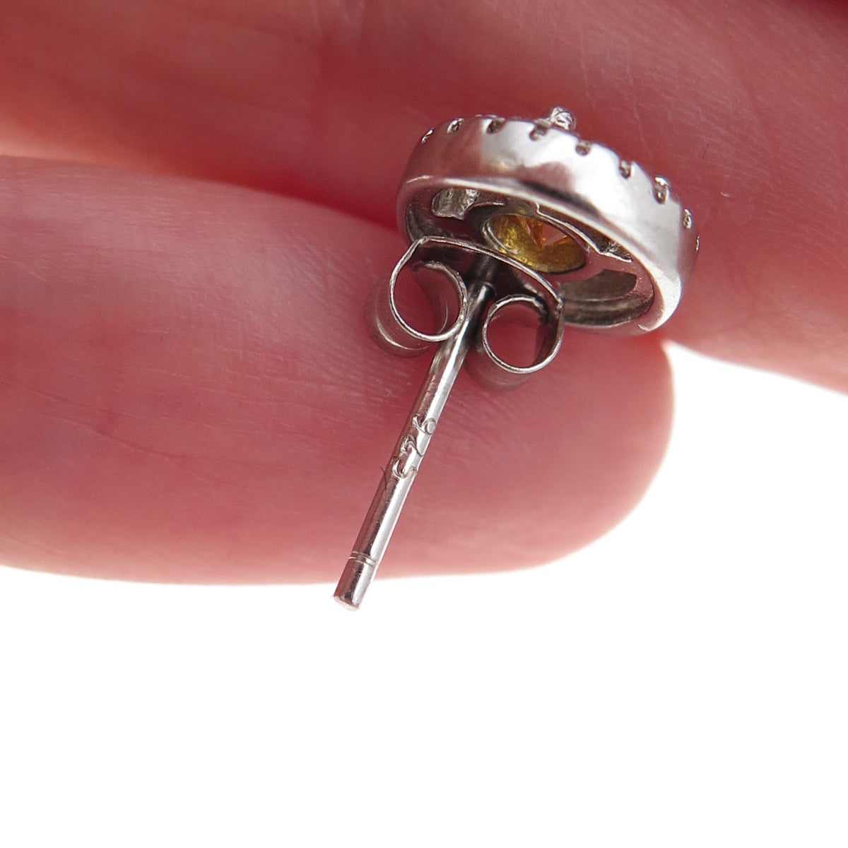 925 Sterling Silver Round-Cut Canary & White C Z Stud Earrings