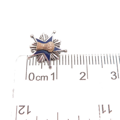 Leavens Sterling Silver 2-Tone Antique Enamel Patrons of Husbandry Pin Brooch