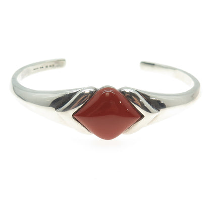 MICHELLE ALBALA Sterling Silver Vintage Real Red Jasper Adjustable Bracelet 7"
