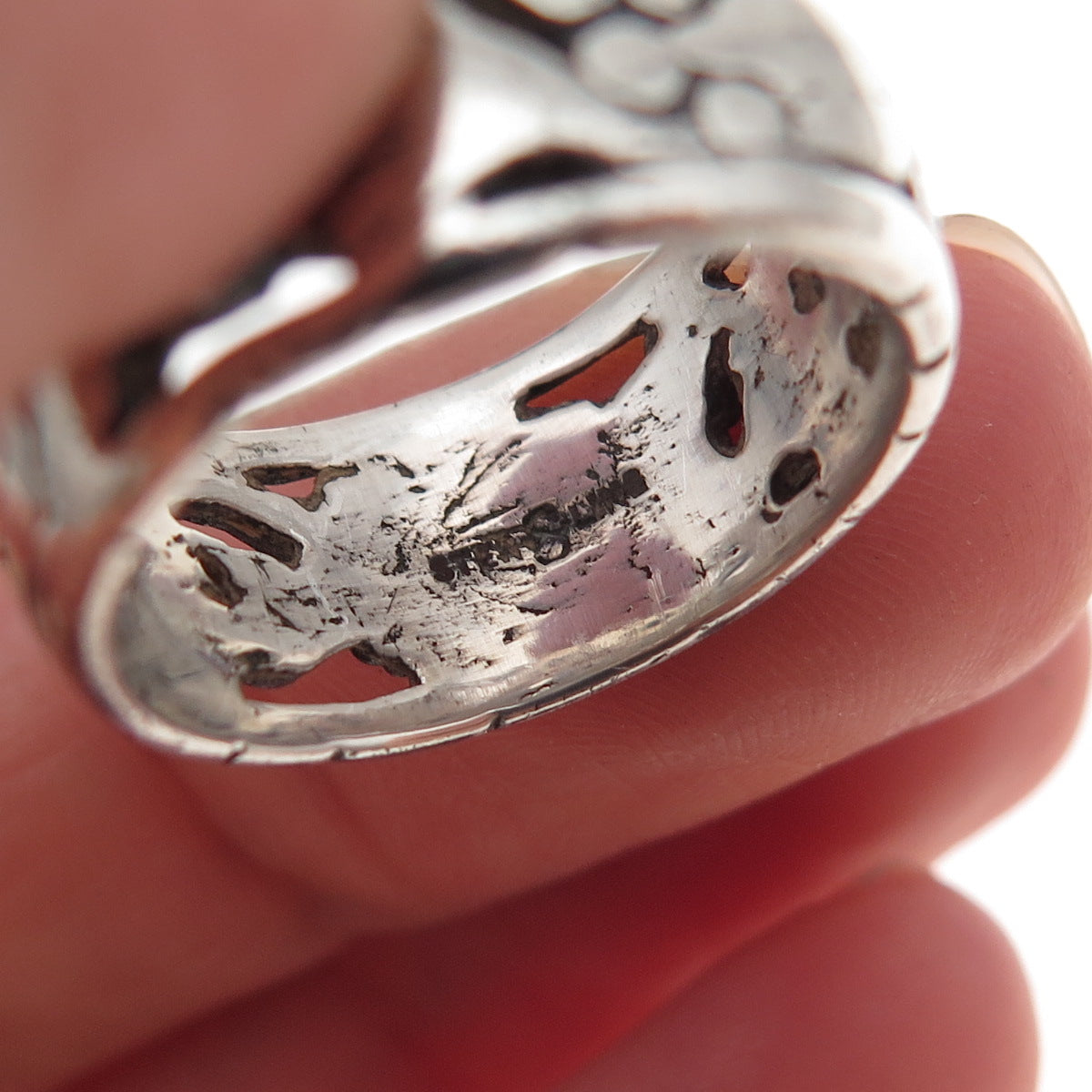 J.D. Schlang Co. 925 Sterling Silver Antique Art Deco Floral Band Ring Size 7