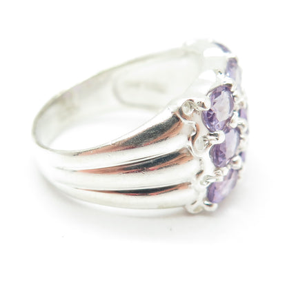 925 Sterling Silver Real Amethyst Gemstone Minimalist Ring Size 9