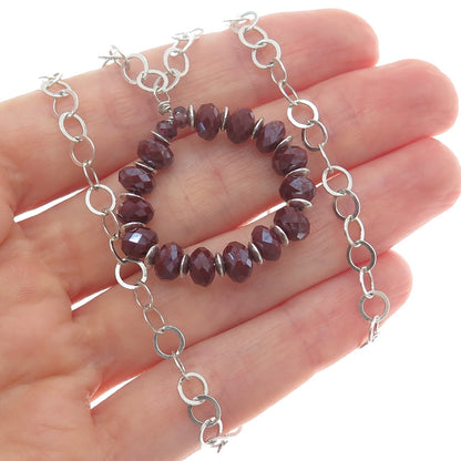 925 Sterling Silver Vintage Real Carnelian & Tourmaline Rolo Chain Necklace 20"