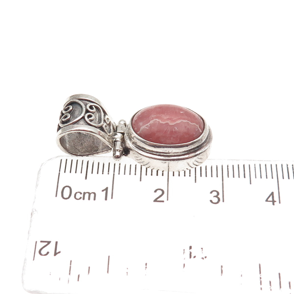 Sarda 925 Sterling Silver Vintage Real Cabochon Rhodonite Charm Pendant