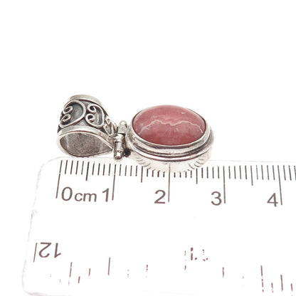 Sarda 925 Sterling Silver Vintage Real Cabochon Rhodonite Charm Pendant
