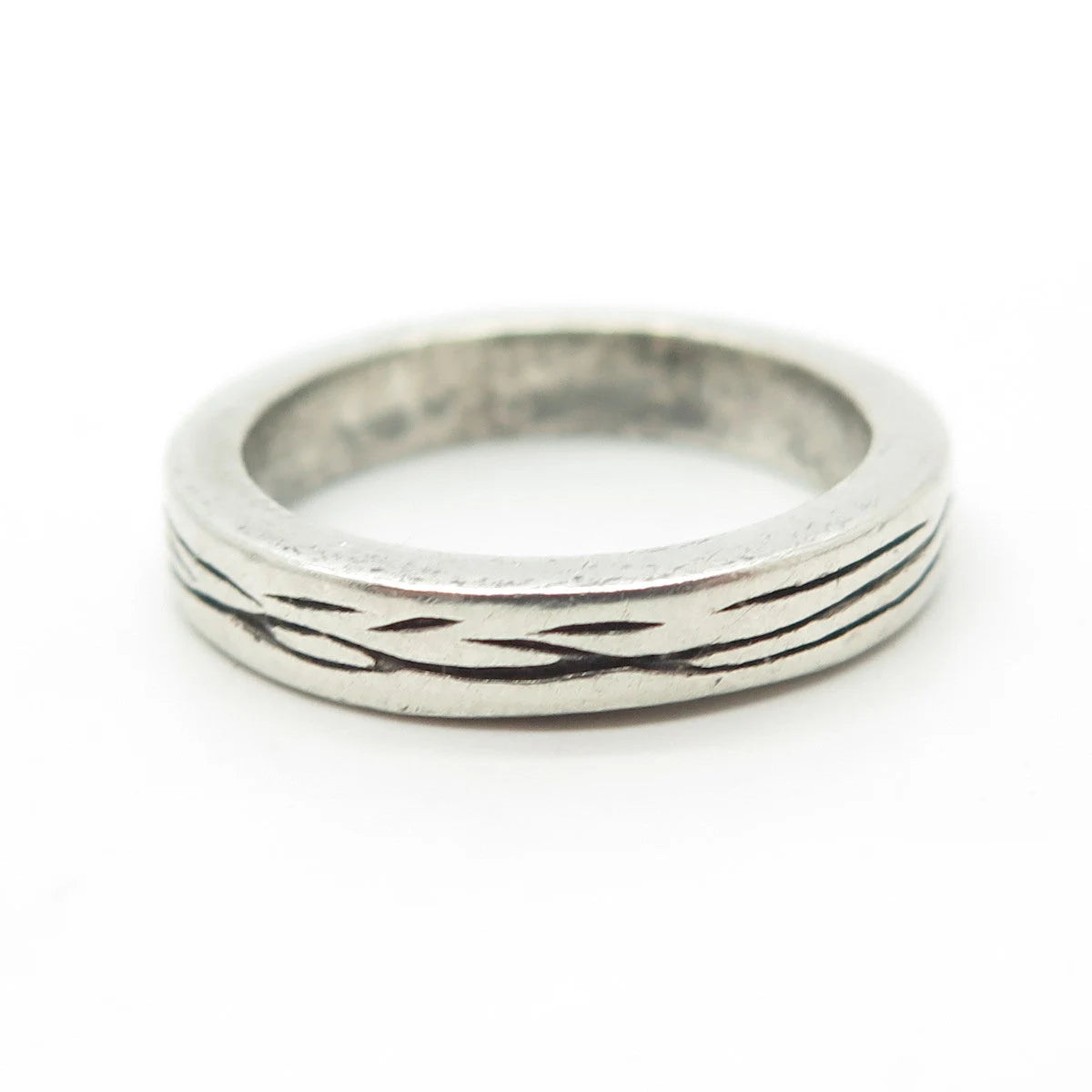 925 Sterling Silver Vintage Textured Band Ring Size 6.25