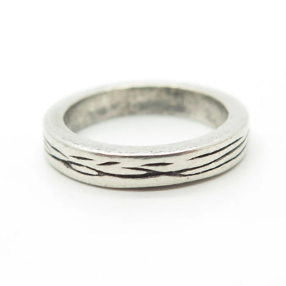 925 Sterling Silver Vintage Textured Band Ring Size 6.25