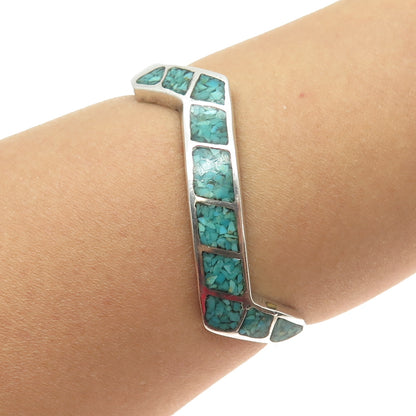 Old Pawn 925 Sterling Vintage Southwestern Turquoise Adjustable Bracelet 6"