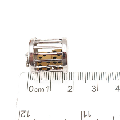 925 Sterling Silver Antique Art Deco Dice Cage Good Luck 3D Charm Pendant