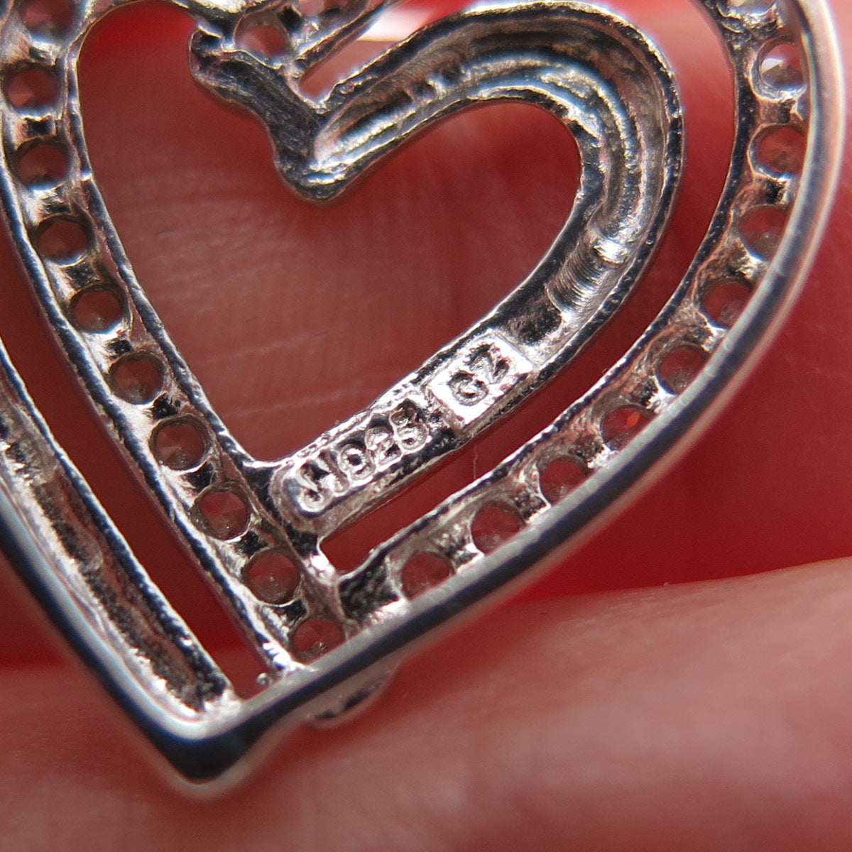 JH YOUNG 925 Sterling Silver Round-Cut C Z Heart Slide Charm Pendant