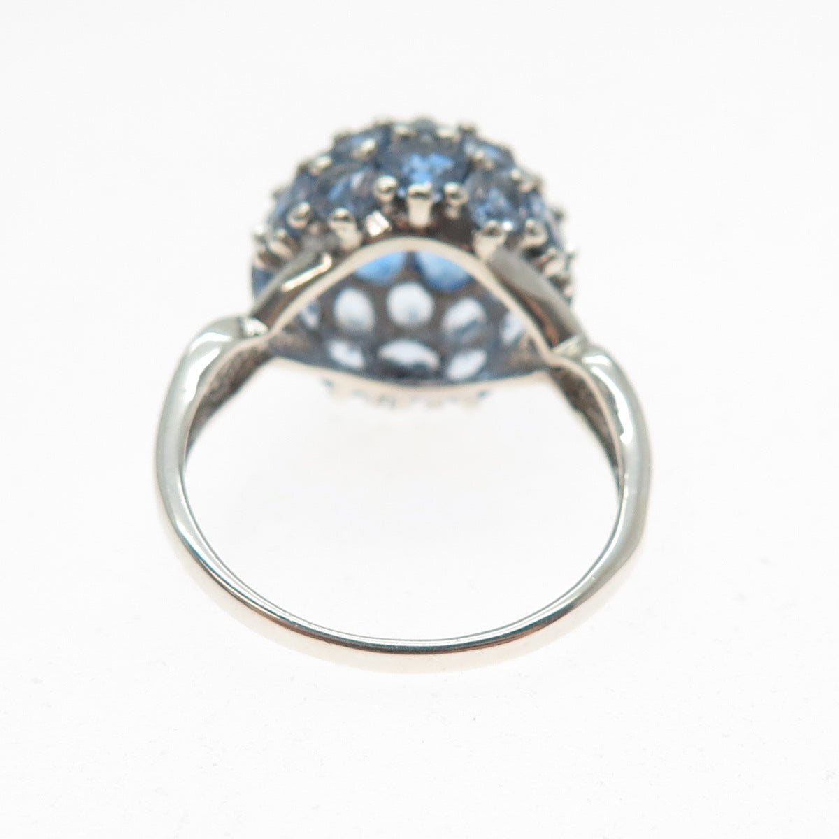 LENOX Sterling Silver Real Round-Cut Tanzanite & Apatite Cluster Ring Size 10.5