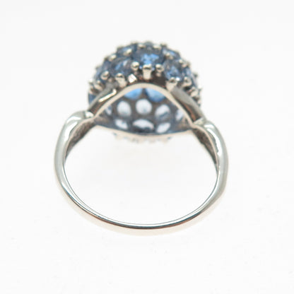 LENOX Sterling Silver Real Round-Cut Tanzanite & Apatite Cluster Ring Size 10.5