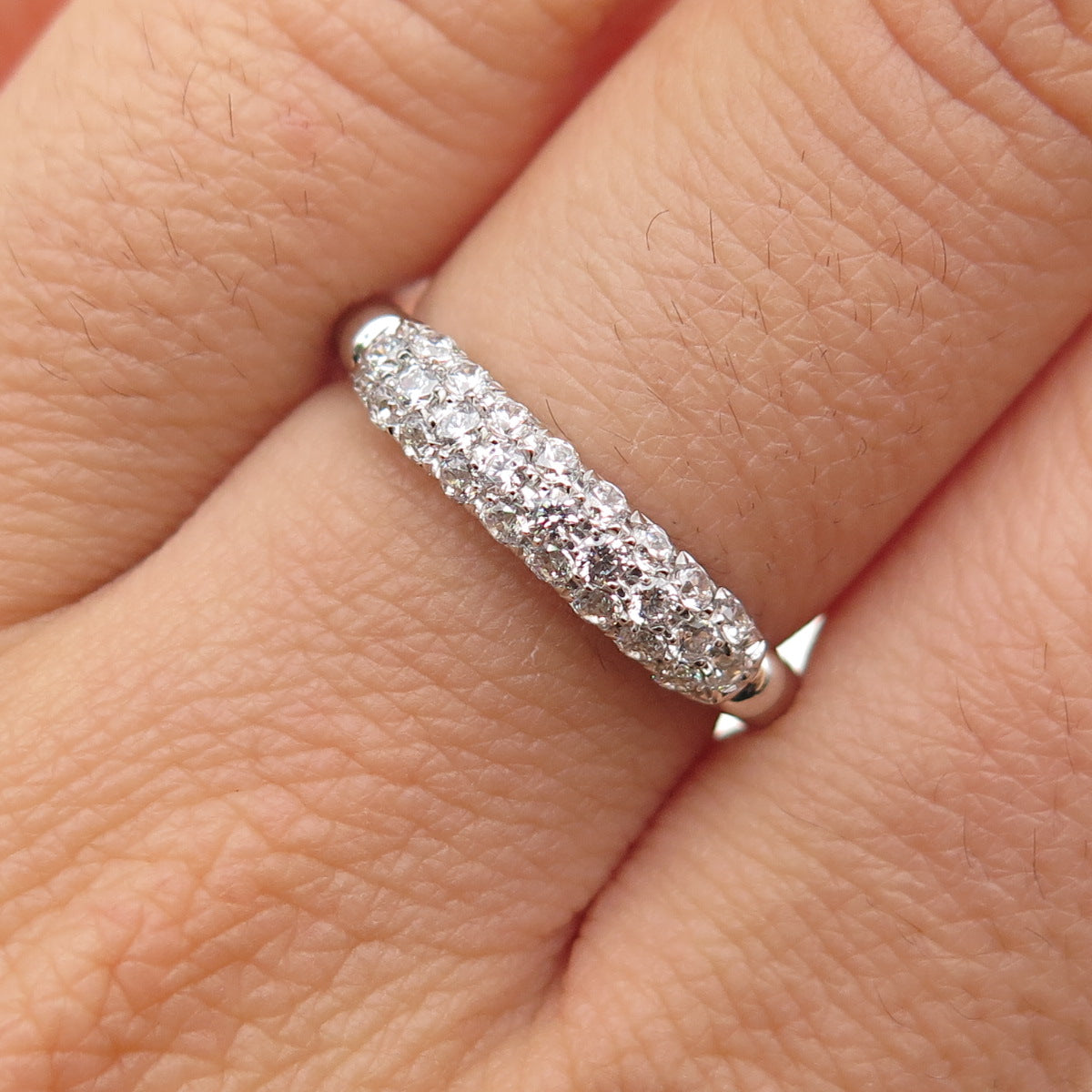 925 Sterling Silver Round-Cut C Z Bubble Ring Size 6.75