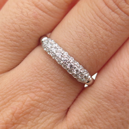 925 Sterling Silver Round-Cut C Z Bubble Ring Size 6.75