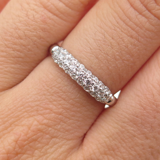 925 Sterling Silver Round-Cut C Z Bubble Ring Size 6.75