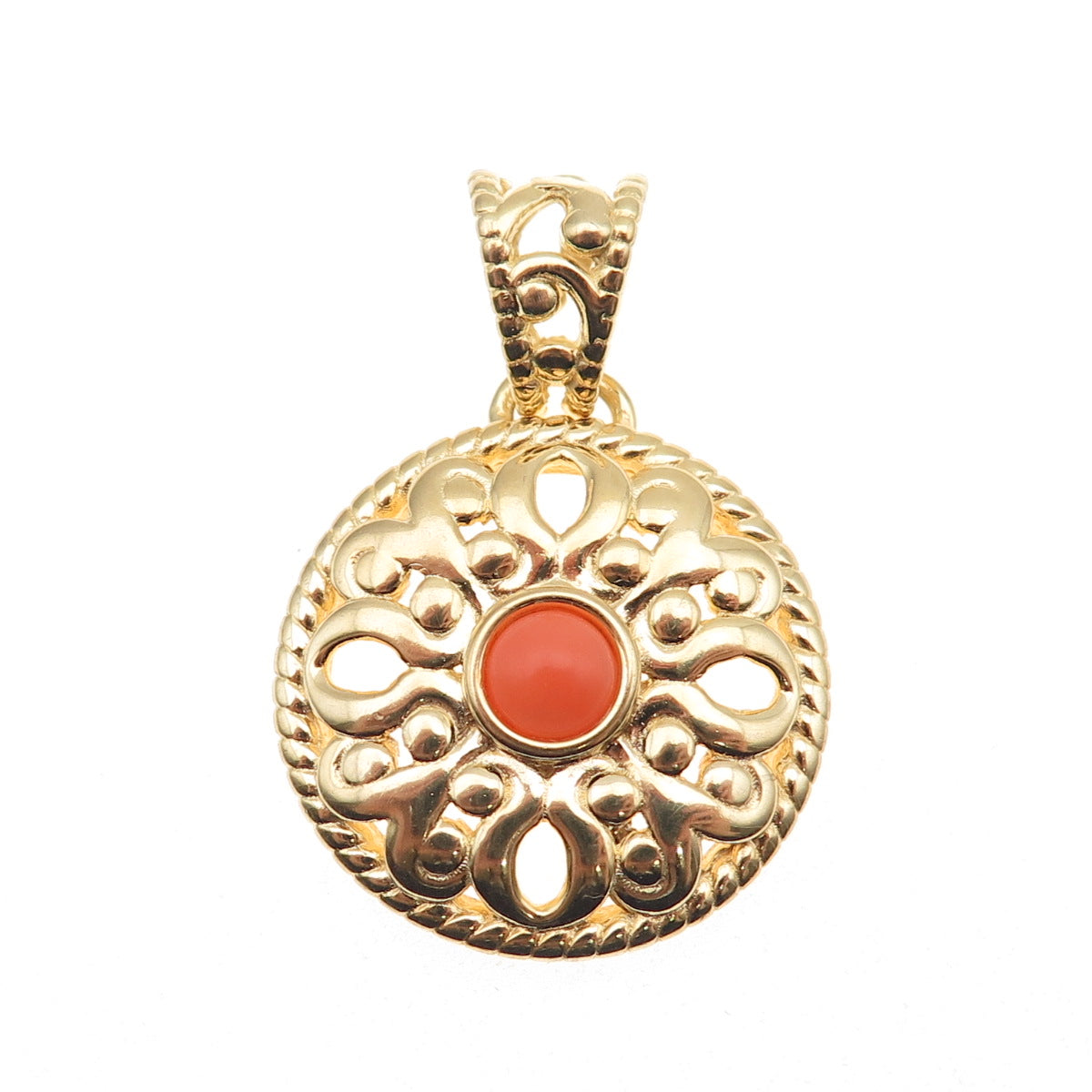 GioIelli Di Valenza 925 Sterling Gold Plated Italy Real Peach Coral Pendant