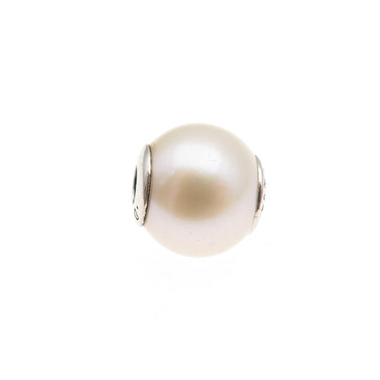 Pandora 925 Sterling Silver Faux Pearl Essence Dignity Slide Bead Charm