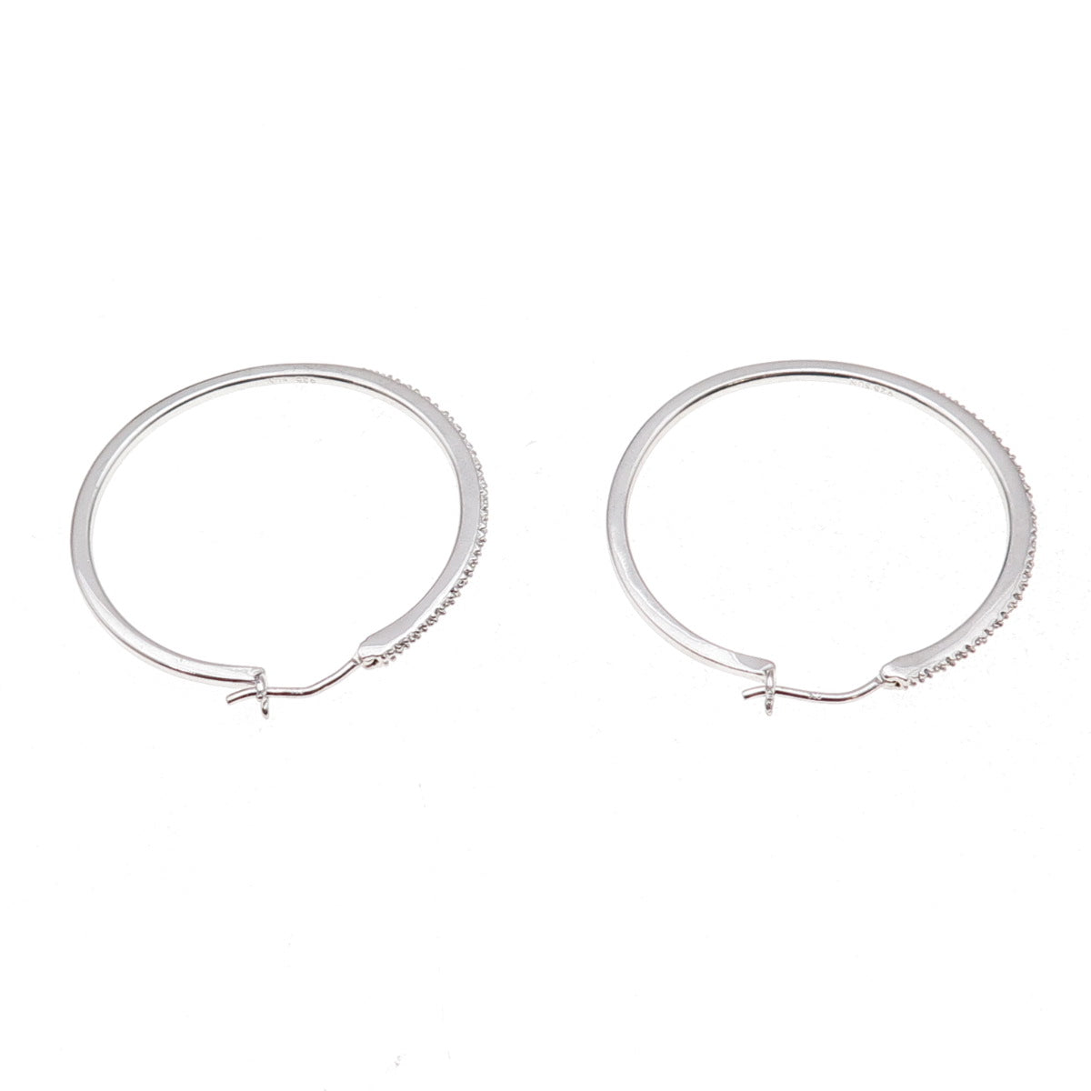 Sun 925 Sterling Silver Real Round-Cut Diamond Hoop Earrings