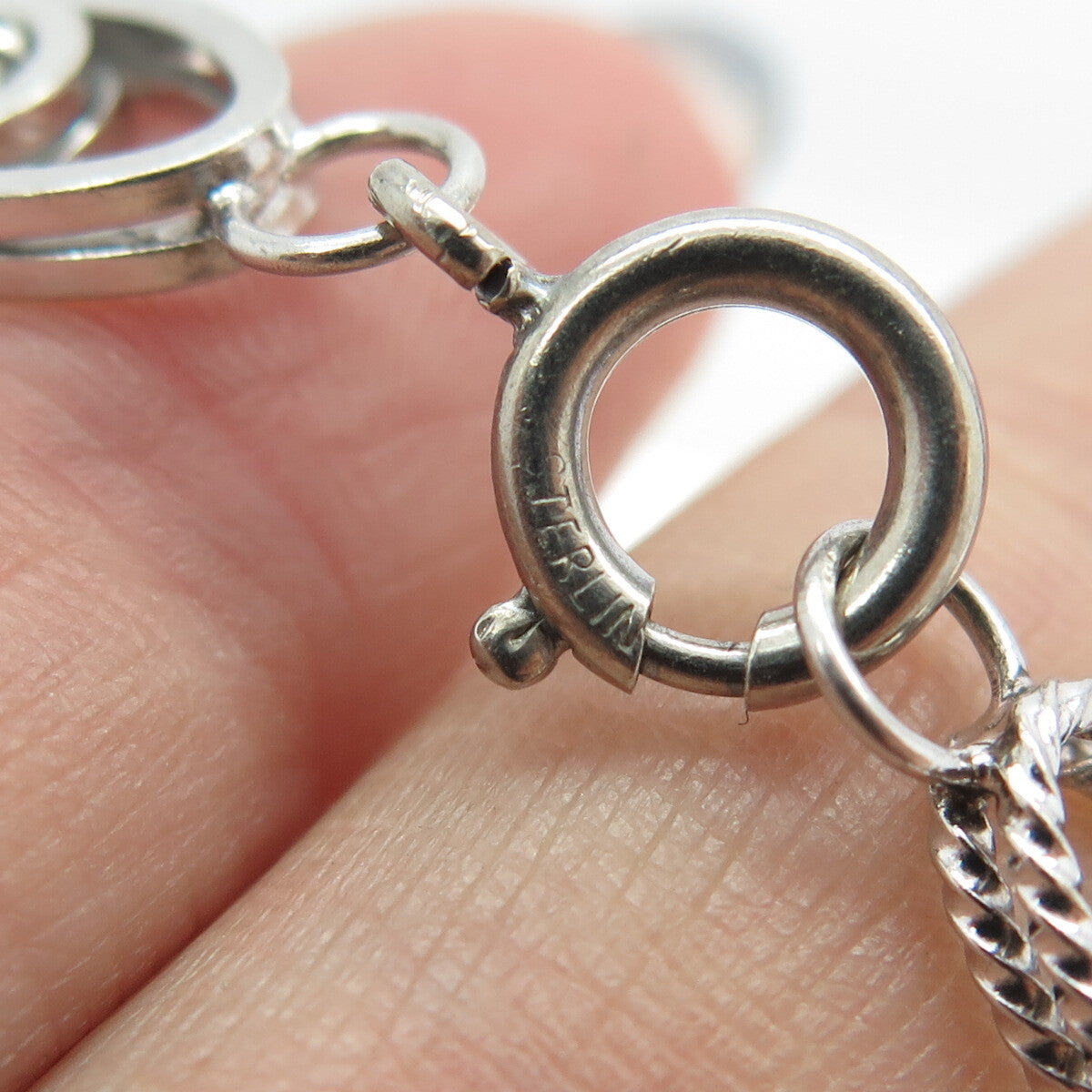 925 Sterling Silver Vintage Modernist Roped Link Bracelet 6.75"