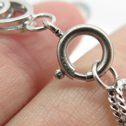 925 Sterling Silver Vintage Modernist Roped Link Bracelet 6.75"