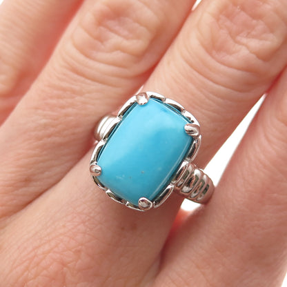 925 Sterling Silver Real Sleeping Beauty Turquoise Ring Size 8