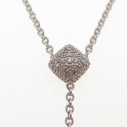 Honora 925 Sterling Silver Real Pearl & C Z Station Chain Necklace 16"