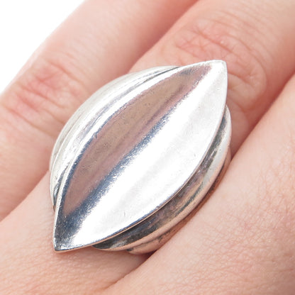 925 Sterling Silver Vintage Modernist Petal Ring Size 6
