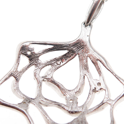 925 Sterling Silver Round-Cut C Z Floral Cable Chain Necklace 16"