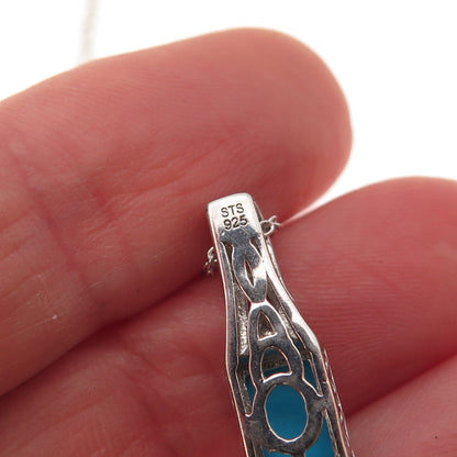 Chuck Clemency 925 Sterling Silver Real Turquoise Tanzanite & Topaz Necklace 20"